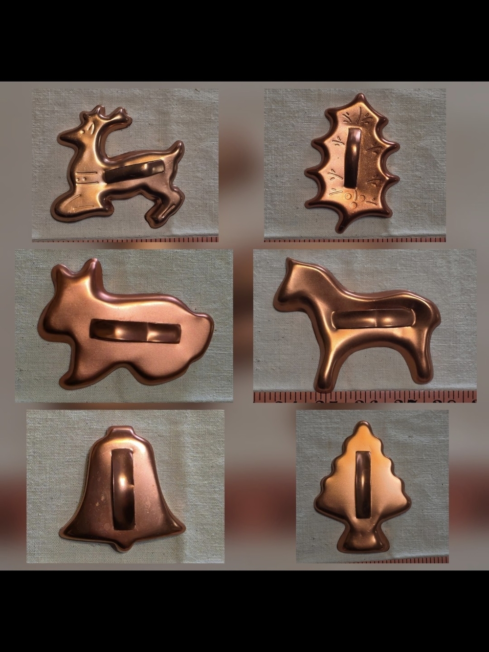 Copper Holiday Cookie Cutters Set - Reindeer, Tree, Bell & More